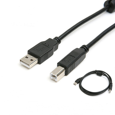Μαύρο καλώδιο υψηλής ταχύτητας USB, ένα αρσενικό σε ένα θηλυκό σκοινί εκτυπωτών 2,0 USB