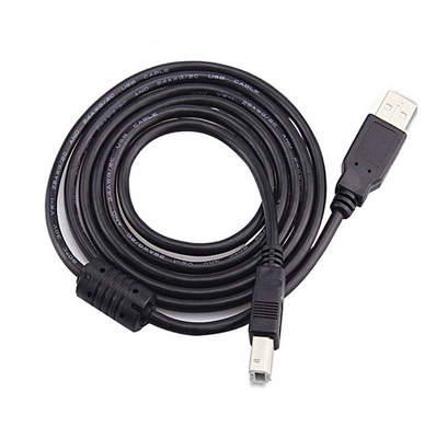 Μαύρο καλώδιο υψηλής ταχύτητας USB, ένα αρσενικό σε ένα θηλυκό σκοινί εκτυπωτών 2,0 USB