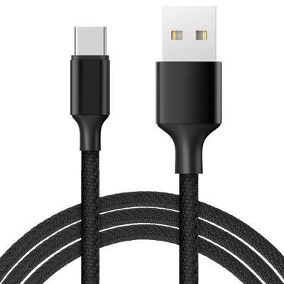 Μαύρο καλώδιο στοιχείων χρέωσης χρώματος 3A USB νάυλον πλεγμένο CE RoHS επικυρωμένο