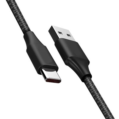 Μαύρο καλώδιο στοιχείων χρέωσης χρώματος 3A USB νάυλον πλεγμένο CE RoHS επικυρωμένο