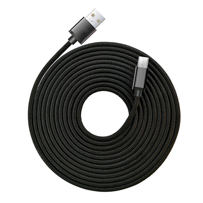 Μαύρο καλώδιο στοιχείων χρέωσης χρώματος 3A USB νάυλον πλεγμένο CE RoHS επικυρωμένο