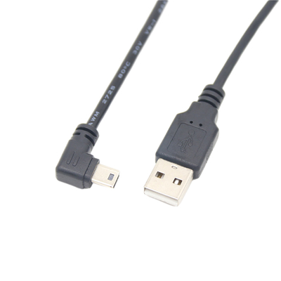 USB 2,0 αρσενικό καλώδιο στοιχείων χρέωσης USB μίνι με το συνδετήρα σωστής γωνίας