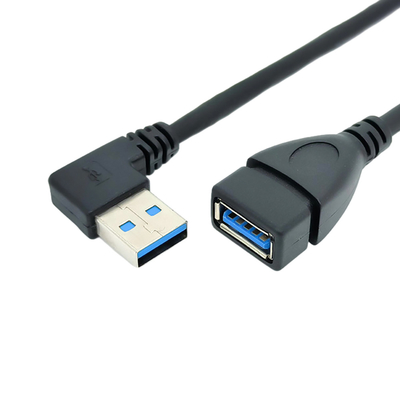 Καλώδιο 90 βαθμού σωστής γωνίας USB στοιχείων χρέωσης με το αρσενικό USB 3,0 στο θηλυκό προσαρμοστή