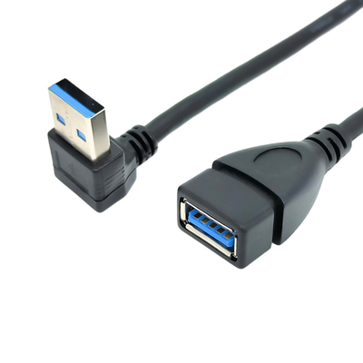 Καλώδιο 90 βαθμού σωστής γωνίας USB στοιχείων χρέωσης με το αρσενικό USB 3,0 στο θηλυκό προσαρμοστή