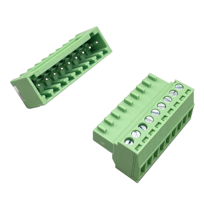 Άνδρας Γυναίκα Pluggable Terminal Block Connector 3.81mm Στροφή 2-16 Πινς Plug In Right Angle Vertical