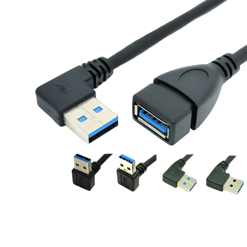 Καλώδιο 90 βαθμού σωστής γωνίας USB στοιχείων χρέωσης με το αρσενικό USB 3,0 στο θηλυκό προσαρμοστή