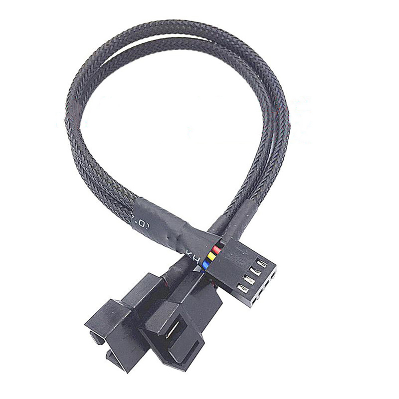 Προστασία Bylon 2.54mm Στροφή 4 Πιν Σύρματα 30cm μήκος Μαύρο χρώμα για ανεμιστήρα υπολογιστή